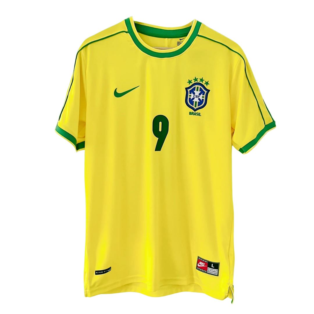 1998 Brazil Home Jersey 1998 Ronaldo 9 - NIKE