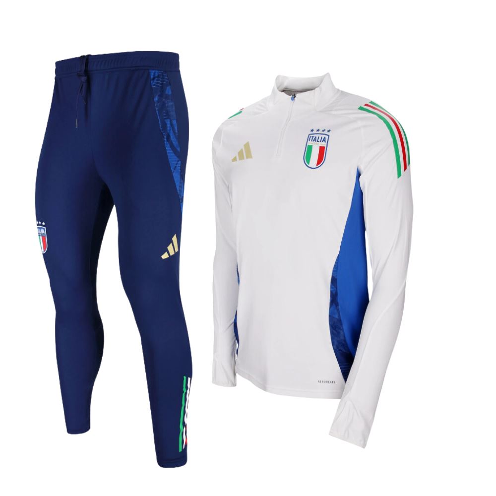 Italy FIGC White Training Tracksuit 24/25 Kids - ADIDAS
