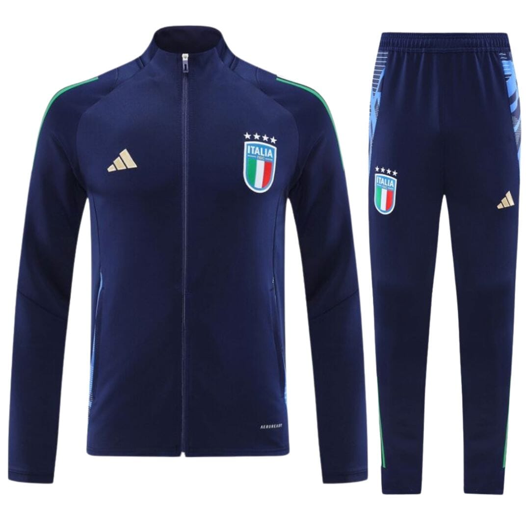 Kids Italy FIGC Navy Full Zip Training Tracksuit 24/25 - ADIDAS